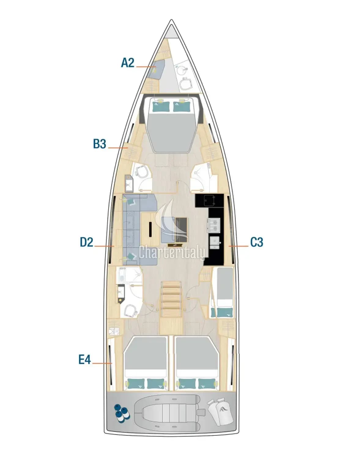 Hanse 510 - 4 + 1 cab. - Amber - OW - 2
